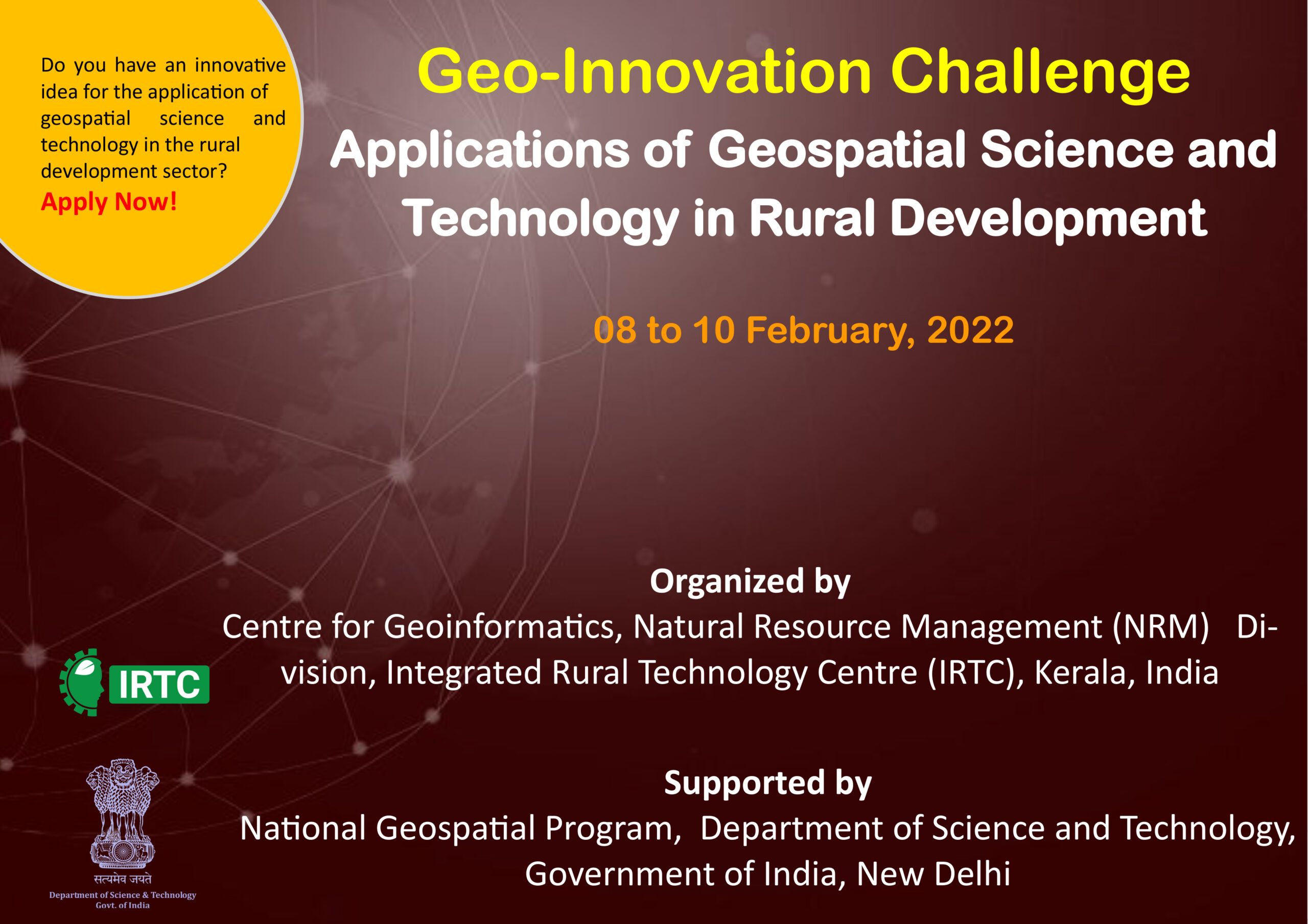 Geo-innovation Challenge: Applications of Geospatial Science and Technology in Rural Development, 23-25 March, 2022